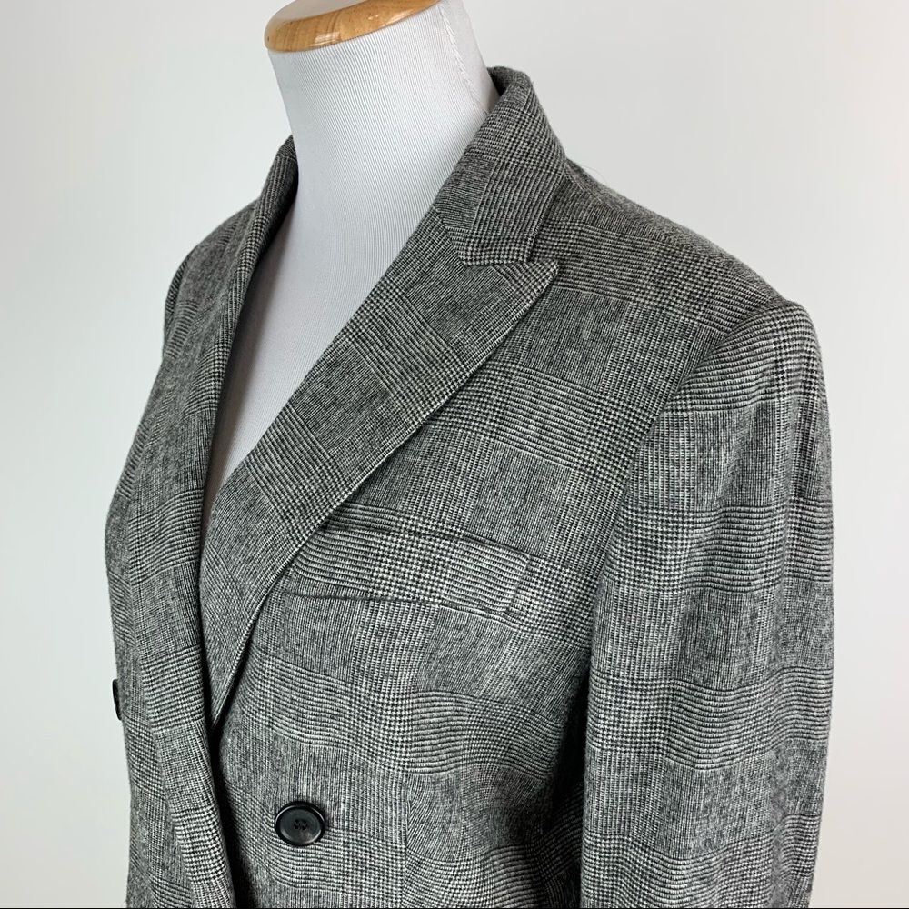 ZARA Black Plaid Double Breasted Blazer Medium - Picture 9 of 16
